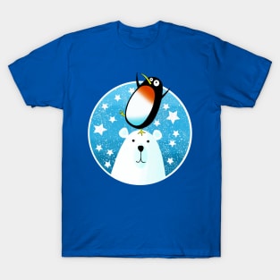 Christmas Polar Bear and Penguin T-Shirt